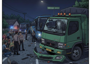 Tabrakan Beruntun Dua Bus Damri dan Truk di Tayan Hilir, Sopir Truk Tewas, Belasan Penumpang Luka-luka