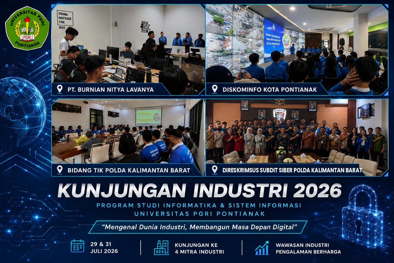 Mahasiswa Informatika dan Sistem Informasi UPGRI Pontianak Gelar Kunjungan Industri ke Sejumlah Instansi
